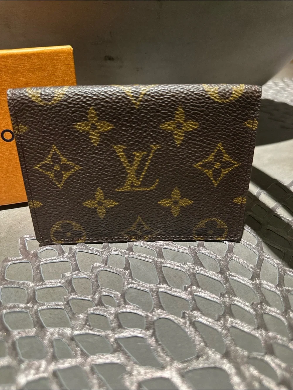 Louis Vuitton Monogram Logo Leather ID/Document Holder, Brown Unisex